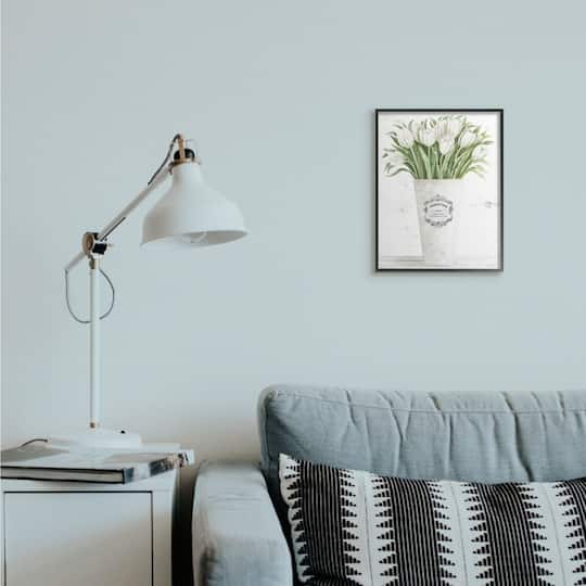 Stupell Industries White Tulip Bouquet in Parisian Vase with Ebony Frame Wall Accent